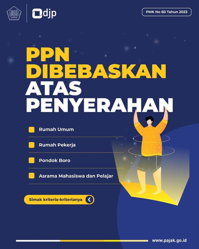 PMK 60 TAHUN 2023 Batasan Rumah Umum, Pondok Boro, Asrama Mahasiswa dan Pelajar, serta Rumah Pekerja yang Dibebaskan dari Pengenaan Pajak Pertambahan Nilai